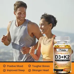 Pslalae - Vitamin D3+K2 Complex Supplement - Contains Organic Coconut Oil - Supports Vitamin Absorption - 120 Capsules