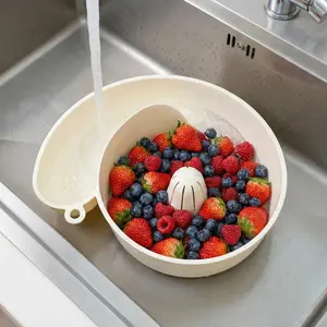 Automatic Fruit Washing Basket, Removes Residual Pesticides, Home Use, No Hand Wash Needed, Kitchen Drain Filter, Draining, Incline Sink Strainer