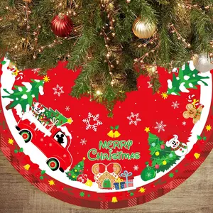 Christmas Tree Skirt Decorations 48 Inch Gingerbread Christmas Tree Skirt Soft Christmas Tree Mat for Winter Holiday Xmas Home Indoor Outdoor Party Supplies