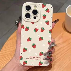 Strawberry Pattern Phone Case, Anti-drop Cellphone Protective Case, Protective Shockproof Mobile Phone Cover for iPhone
