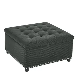 Storage Ottoman, Tufted Footstool, Nailhead Trim Ottoman, Square Storage Ottoman, Upholstered Coffee Table, Bedroom Storage, Living Room Accent,  Small Space Furniture, Home Decor.