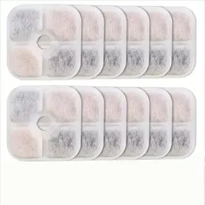 12-Pack Cat Water Fountain Filter Cartridges, Replacement Filters for Pet Water Dispenser, 4-Stage Filtration, Improve Pet Drinking Health