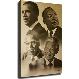 ERkaL Black Leaders In Historyd Great African American Man Obama - Mandela - Malcolm X - Martin Luther King Jr Poster Canvas Pictures Print Wall Art for Living Room Bedroom Decor (Unframe,08x12inch)