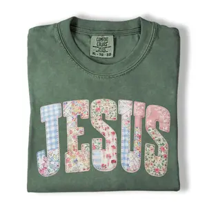 Comfort Colors Patchwork Jesus Shirt, Christian Graphic Tee, Faith Based Shirt, Gift for Christians