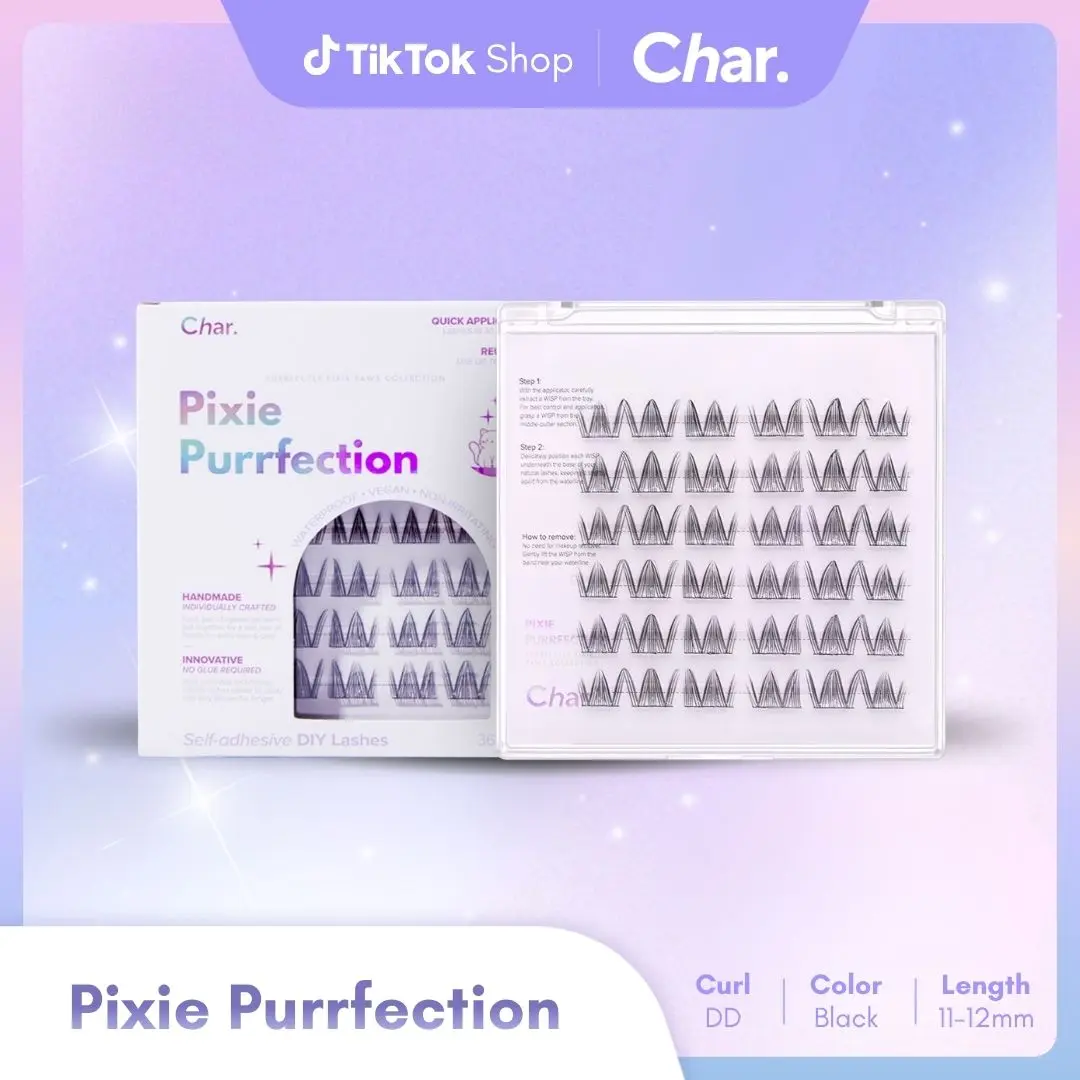Pixie Purrfection Pre-Glued Manga Wispy Dramatic False Eyelashes - 36 Wisps, Flawless Natural Look, Effortless Application, Long-Lasting Wear, Cosmetic Lash Extension Accessory with Tweezer Compatibility