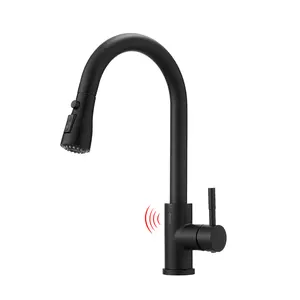Touchless Kitchen Faucet, Hands Free Automatic Smart Kitchen Faucet, Stainless Steel Touchless Kitchen Faucet Black