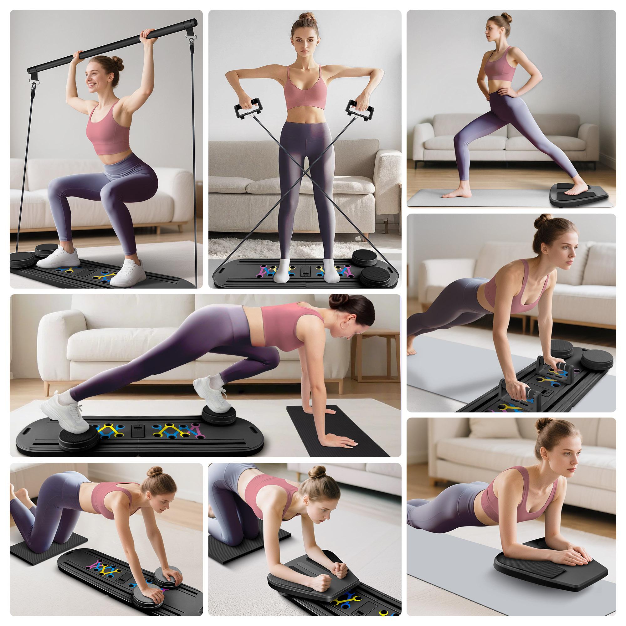 Pilates Reformer, Home Pilates Reformer Exercise Machine, Multifunctional Abdominal Board, Portable Foldable Abs Training Equipment, Women’s Pilates Core Workout Equipment