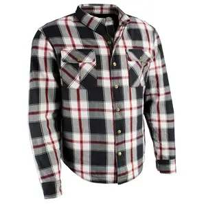 Milwaukee Leather MPM1625 Men's Armored Plaid Riding Shirt - CE Shoulder & Elbow Armor - Aramid Reinforced