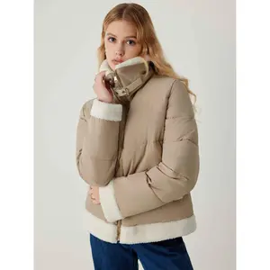 Cider [size 0-6] Fleece Buckle Collar  Patchy Zipper Puffer Jacket