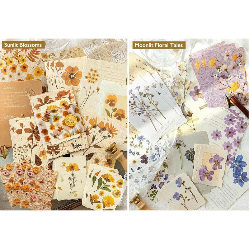 120 Pcs Scrapbook Paper  4 Floral Embossed TexturedRice Craft Paper Assorted Special Cards paper Mix for Scrapbooking Junk Journal Journaling Supplies Planner Bullet Collage