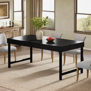 Tribesigns 55-Inch Rectangular Dining Table, Industrial Metal Legs, Farmhouse Style for Home & Small Spaces