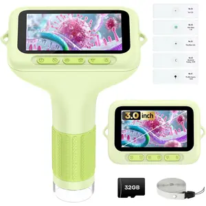 3.0" Screen 1000X Rechargeable 4K Digital Microscope for Kids Portable Mini Pocket Magnifying Glass Coin Jewelry Loupe STEM Toy Xmas Gift for 4-12 Boys Girls