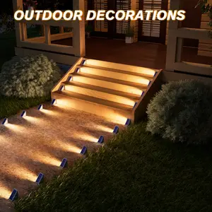 8 Pack Volisun Solar Powered LED Stair Lights IP67 Waterproof 3000K Warm Light for Outdoor Steps Patio Garden