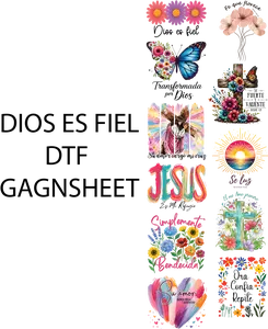 DIOS ES FIEL DTF Gangsheet, DIY Printmaking Accessory for Shirt Making
