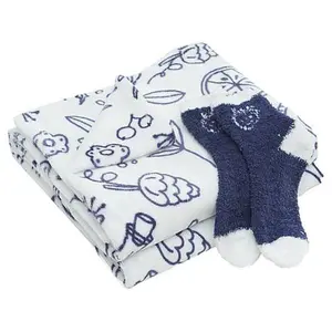 Warm & Cozy 100% Polyester Throw & Sock Set