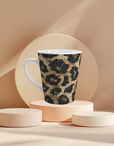 Leopard Print Latte Mug - Stylish Ceramic Coffee Cup, 12Oz, Reusable, Blue, Humor Mug, Unique Gift for Mom and Dad