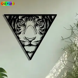 1pc Triangular Tiger Head Metal Wall Art, Fierce Tiger Silhouette Statue Mural, Intricate Craftsmanship, Perfect for Chinese New Year, Housewarming Decor, Perfect for Living Room Office Garden Fence Decor, Ideal Gift for Wildlife Enthusiasts.