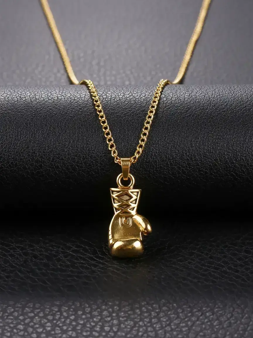 Unisex Casual Chain Necklace with Boxing Glove Shaped Pendant Design for Men & Women, Fashion Cool Accessories for Daily & Party Decoration, Modern Versatile Accessories, Alloy Necklace