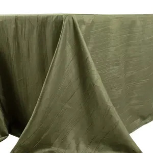 Taffeta Rectangle Tablecloth 90"x132" Dusty Sage Green with Accordion Crinkle Design - Seamless Finish