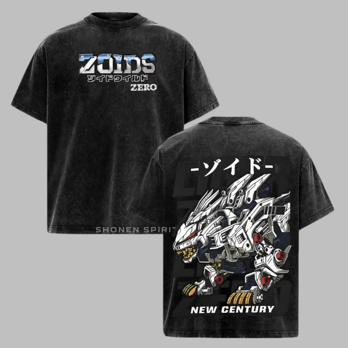 Liger Zero Zoids New Century Zero T-Shirt, Oversized Washed Vintage Anime Tee, Mecha Robot Graphic Shirt, Retro 90s Japanese Anime Streetwear