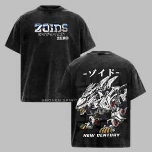 Liger Zero Zoids New Century Zero T-Shirt, Oversized Washed Vintage Anime Tee, Mecha Robot Graphic Shirt, Retro 90s Japanese Anime Streetwear