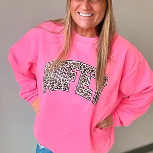 Wifey Cheetah Sweatshirt - Unisex Casual Cotton /Poly Sweatshirt with Pink Color and Cheetah Print Design C 4