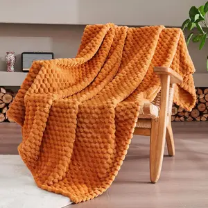 Burnt Orange Throw Blanket 50 x70 Inches, Soft Plush 330GSM Flannel Fleece Blanket, Cozy Lightweight Warm Decorative Blanket for Couch Sofa Bed,  Season Use