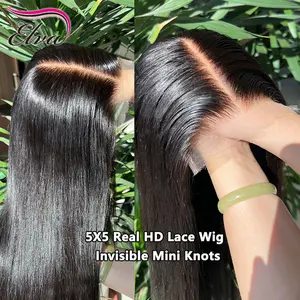 Single Knots 5X5 HD Lace Closure Glueless Wigs Ready To Go Human Hair Wigs Straight Hair Glueless Wigs Human Hair Melt Skins For Women Wig