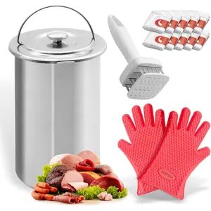 Deli meat press lunch meat press for cooking meat press mold for deli meats with thermometer waterproof heat resistant gloves meat tenderizer cooking bags stainless steel meat maker