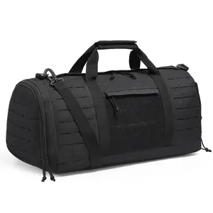 【Spotlight Day】VEVOR Tactical Duffle Bag, 45L Gym Bag Duffle with Molle Design and Shoe Compartment, Military Travel Bag for Men and Women, Tactical Gear Bag for Overnight, Sports, Fitness, Clothing, Travel, Black