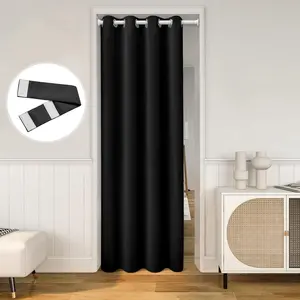 Door Curtains for Doorway , Blackout Closet Door Curtain for Bedroom, Tie  Insulated Cover Drapes, Black, W39 x L78 Inch, 1 Panel