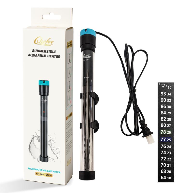 100W-500w Submersible Aquarium Heater, Adjustable Fish Tank Heater with Digital Display External Controller, Overheat Protection and Free Thermometer for 10-30 Gallons Freshwater and Saltwater Tank