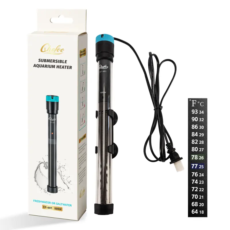 100W-500w Submersible Aquarium Heater, Adjustable Fish Tank Heater with Digital Display External Controller, Overheat Protection and Free Thermometer for 10-30 Gallons Freshwater and Saltwater Tank