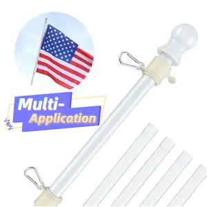 Barcetine Flag Poles for Decoration Outside House-Tangle Free,Heavy Duty Metal Flagpole for 3x5 US Banners,Outdoor Flagpoles for Porch,Car(Only Pole)