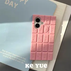 For iPhone 15 14 13 12 Pro Max 11 16 Pro Max Chocolate Rilakkuma Bear 3D Cartoon Phone Case Funny Soft Silicone Cover