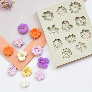 DIY 11-hole Flower Fondant Shaped Silicone Liquid Silicone Mold Fondant Tool Silicone Mold Cake Mold Baking Tools