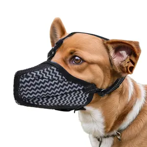 VOCOSTE Dog Muzzle, Breathable Puppy Mesh Muzzle, Muzzle for Small Dogs, Anti Bite Chewing Muzzle with Reflective Adjustable Strap, Small, Gray
