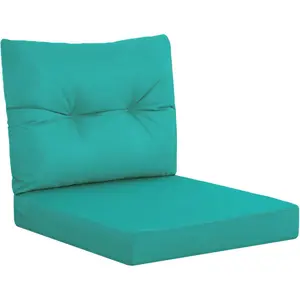 Deep Seat Patio Cushions 24x24 Teal Durable Outdoor Cushion with Ties for Chair Sofa Couch