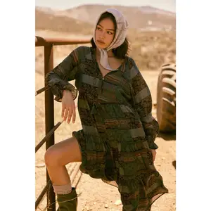 Piece by Piece Patchwork-Print Midi Prairie Dress