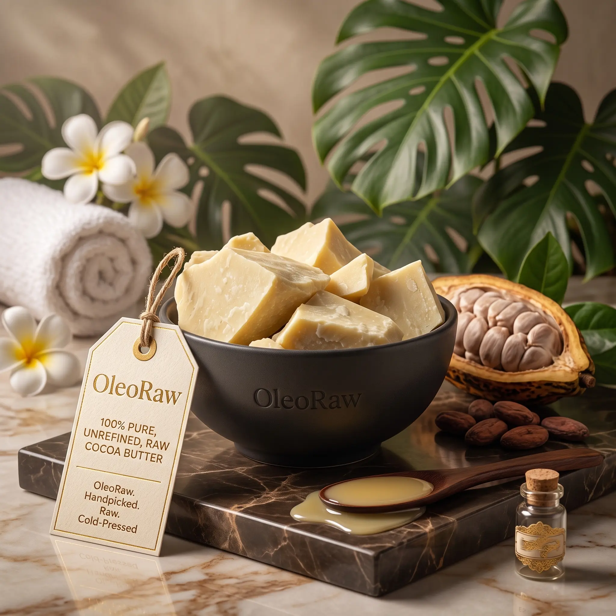 100% Pure Raw Unrefined Cocoa Butter – Natural Moisturizer for Stretch Marks & DIY Body Butter, Vegan Fragrance Free, 8 oz 1 lb 16 oz 32 oz 2 lbs