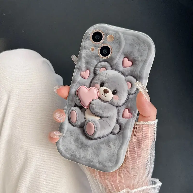Cute cartoon little bear printed soft protective phone case, thickened shockproof phone case, anti-drop and scratch-resistant, suitable for iPhone 17 16 15 14 13 12 11 X XS XSMAX soft case, a holiday gift for friends, family, and yourself
