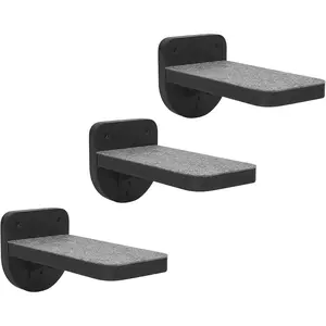 Set of 3 Black   Paited  Wall Floating Steps Climbing Shelves - Wall Mounted  Stairs Ladder,  Shelf Platform and Perches for Wall - Holds up 35lbs