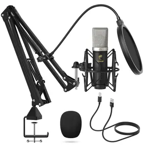 TONOR TC-2030 Condenser Microphone 192kHz/24Bit USB Cardioid with Extended Boom Arm, Spider Shock Mount, Desk Clamp & Pop Filter for Recording, Streaming, Gaming, Podcasting