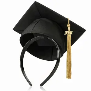 GIURKUU Unisex Plain Cap Headband Graduation, Firm Anti Fall Hairband, Headband Accessory for Graduates (Grad Cap Not Included)