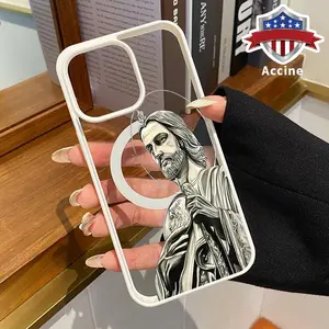 MagSafe Case for iPhone 16 Pro Max 15 Plus 14 13 12 11 XR E XS Conviction Pattern Acrylic Back TPU Edges Anti-Fingerprint Ultra Slim Hard Cover Gift for Girl