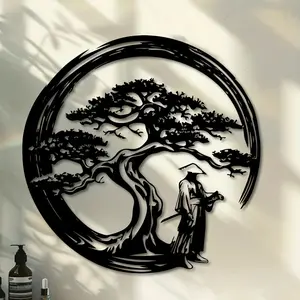 Japanese Bonsai Tree Metal Wall Art, Unique Torii Gate Design, Hollow Decorative Piece, Creative Modern Home Accent, Perfect Housewarming Gift