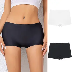 3PCS Mid-Waist Shapewear Anti-Show Underwear Seamless Ice Silk Women's Boxer Shorts