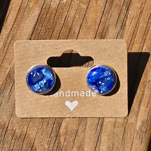 Blue metallic polymer clay earrings