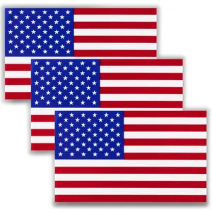 Flag Decal Window Clings 3 Pack Vinyl  Decals Static Non Adhesive Stickers 3 x 5 Inches Ideal for Home, , , RV,  Windshields and Rear Windows