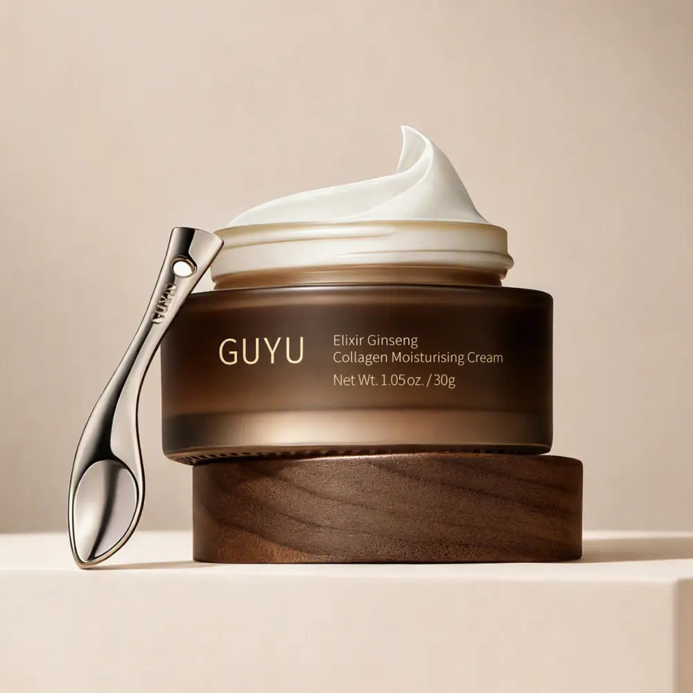 GUYU Elixir Ginseng Collagen Face Moisturizer - 1.05oz Anti-Wrinkle Firming Cream, Silver Spoon Infused, Boosts Type IV Collagen for Firmness, Brightening, Hydrating, Repairing, Nourishing for Adult Radiant Plump Skin in 28 Days#Sohochic #Blackfriday